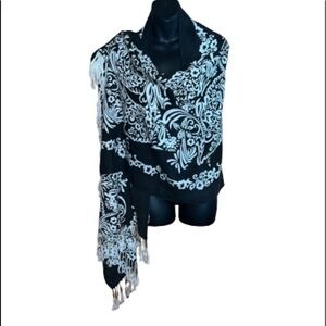 Anthropologie black/white floral wrap scarf